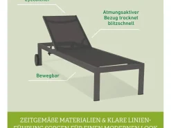 Acamp Sonnenliegen|Liege Rimini 198 cm x 60 cm x 35 cm