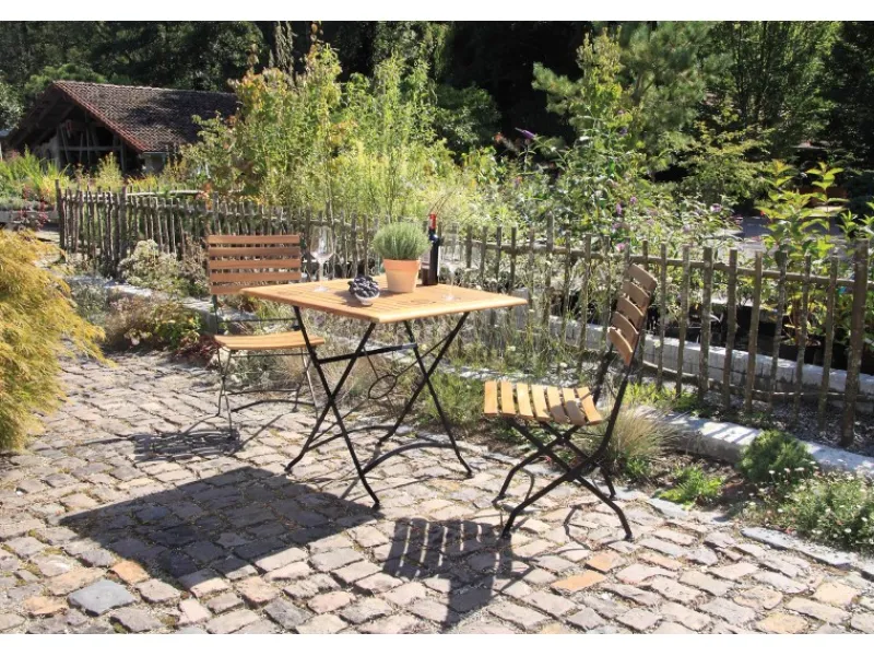 Acamp Gartenstühle|Set 2x Klappstuhl Lindau Teak-Schwarz FSC®