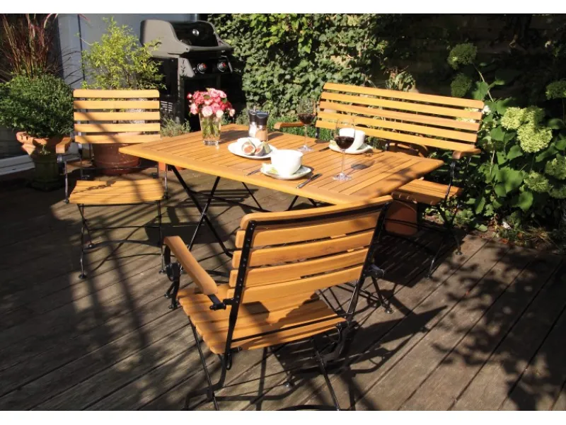 Acamp Gartenstühle|Set 2x Klappstuhl Lindau Teak-Schwarz FSC®