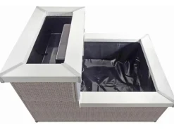 AcquaArte Brunnenpumpe|Gartenbrunnen|Terrassenbrunnen-Set Aveiro 66 cm x 100 cm x 78 cm LED Polyrattan