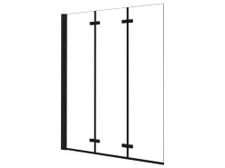 Outdoor Whirlpools|AICA 130x140cm Schwarz Badewanneaufsatz 3-tlg. Faltwand Duschwand 6mm ESG Nanoglas Duschabtrennung