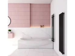 Outdoor Whirlpools|AICA 130x140cm Schwarz Badewanneaufsatz 3-tlg. Faltwand Duschwand 6mm ESG Nanoglas Duschabtrennung