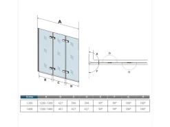 Outdoor Whirlpools|AICA 130x140cm Schwarz Badewanneaufsatz 3-tlg. Faltwand Duschwand 6mm ESG Nanoglas Duschabtrennung