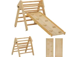 AIYAPLAY Fitnessgeräte|2 in 1 Klettergerüst Set mit Rutsche Indoor Kletterdreieck für Kinder