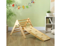 AIYAPLAY Fitnessgeräte|2 in 1 Klettergerüst Set mit Rutsche Indoor Kletterdreieck für Kinder