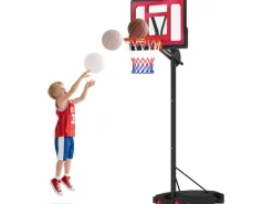 AIYAPLAY Outdoor-Spielzeug|Sportgeräte|Kinder Basketballkorb Kunststoff Stahl Rot 83L x 2B x 250-310H cm
