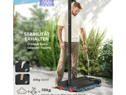 AIYAPLAY Outdoor-Spielzeug|Sportgeräte|Kinder Basketballkorb  Kunststoff Stahl Rot 83L x 2B x 250-310H cm