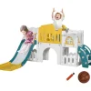 AIYAPLAY Outdoor-Spielzeug|Gartenspielgeräte|Kinderrutsche 7 in 1 mit Basketballkorb Klettergerüst