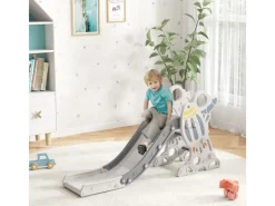 AIYAPLAY Outdoor-Spielzeug|Kinderrutsche Freistehende Rutsche Grau Weiß 157 x 46,5 x 80 cm