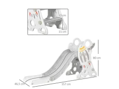 AIYAPLAY Outdoor-Spielzeug|Kinderrutsche Freistehende Rutsche Grau Weiß 157 x 46,5 x 80 cm