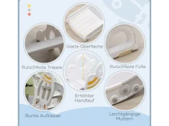 AIYAPLAY Outdoor-Spielzeug|Kinderrutsche Freistehende Rutsche Grau Weiß 157 x 46,5 x 80 cm