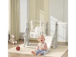 AIYAPLAY Gartenspielgeräte|Kinderschaukel & Kinderrutsche Set Grau 160L x 147,5B x 107H cm