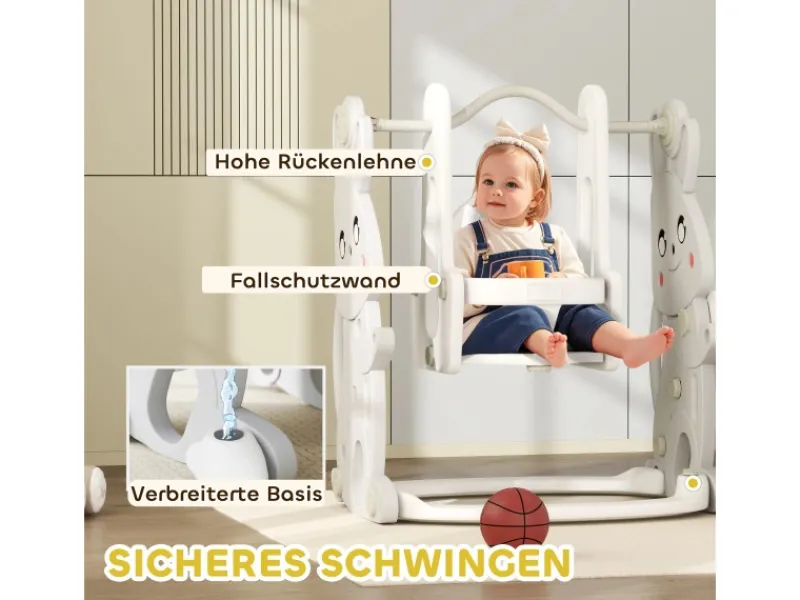 AIYAPLAY Gartenspielgeräte|Kinderschaukel & Kinderrutsche Set Grau 160L x 147,5B x 107H cm