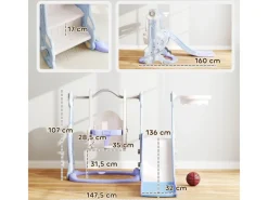 AIYAPLAY Gartenspielgeräte|Kinderschaukel mit Rutsche  Kunststoff Hellblau 160L x 147,5B x 107H cm