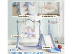 AIYAPLAY Gartenspielgeräte|Kinderschaukel mit Rutsche  Kunststoff Hellblau 160L x 147,5B x 107H cm