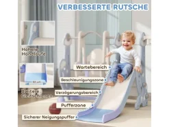 AIYAPLAY Gartenspielgeräte|Kinderschaukel mit Rutsche  Kunststoff Hellblau 160L x 147,5B x 107H cm