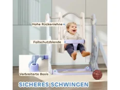 AIYAPLAY Gartenspielgeräte|Kinderschaukel mit Rutsche  Kunststoff Hellblau 160L x 147,5B x 107H cm