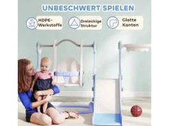 AIYAPLAY Gartenspielgeräte|Kinderschaukel mit Rutsche  Kunststoff Hellblau 160L x 147,5B x 107H cm