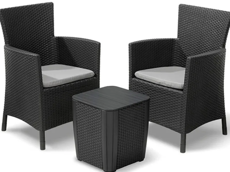 Allibert Balkonmöbel|Sitzkissen|Gartenmöbelset Lowa Grau 3 tlg.