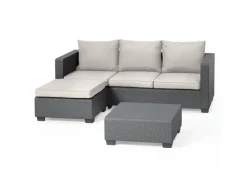 Allibert Lounge-Gartenmöbel|Salta 3-Sitzer Loungeset 3-teilig mit Hocker und Tisch