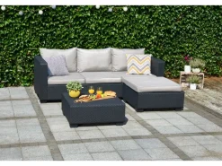 Allibert Lounge-Gartenmöbel|Salta 3-Sitzer Loungeset 3-teilig mit Hocker und Tisch