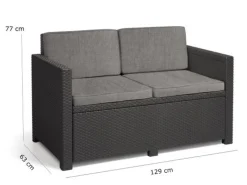 Allibert Sitzkissen|Lounge-Gartenmöbel|Victoria - Monaco Loungeset 4-teilig mit 2-sitzer, Sessel und Tisch