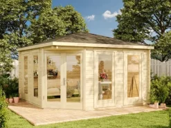 5-Eck Gartenhaus Maja Spitzdach Imprägniert 425 cm x 425 cm*Alpholz Discount