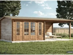 Gartenhaus Freiburg-44 Natur 755 cm x 399 cm mit Doppeltür, imprägniert*Alpholz New