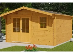 Kinder Alpholz Kinder-Gartengeräte|Holz-Gartenhaus Roger-34 Natur 350 cm x 300 cm Imprägniert