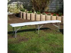 AMANKA Bierzeltgarnituren|Gartenbänke|Bierbank aus Kunststoff 182 x 27 x 43 cm - Weiß - Klappbar