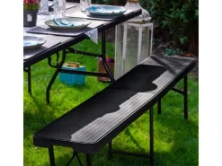 AMANKA Bierzeltgarnituren|Bierbank aus Kunststoff 184 x 30 x 43 cm - Schwarz - Klappbar