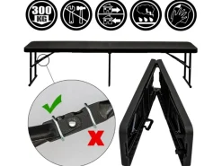 AMANKA Bierzeltgarnituren|Bierbank aus Kunststoff 184 x 30 x 43 cm - Schwarz - Klappbar