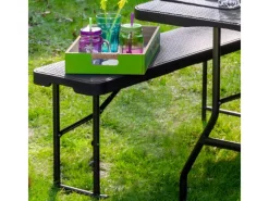 AMANKA Bierzeltgarnituren|Bierbank aus Kunststoff 184 x 30 x 43 cm - Schwarz - Klappbar