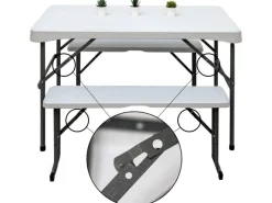 Bierzeltgarnitur mit 2 Bierbänken Kunststoff 112 x 61 x 71 cm - Weiß*AMANKA Discount