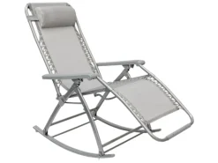 AMANKA Sonnenliegen|Campingliege 178 x 70 x 96 cm bis 100 kg Belastbar Grau