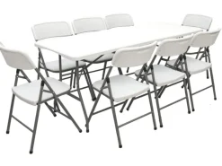 AMANKA Gartentische|Gartentisch mit 8 Stühlen 180 x 70 x 74 cm Klappbar