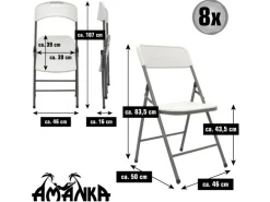 AMANKA Gartentische|Gartentisch mit 8 Stühlen 180 x 70 x 74 cm Klappbar