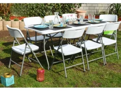 AMANKA Gartentische|Gartentisch mit 8 Stühlen 180 x 70 x 74 cm Klappbar