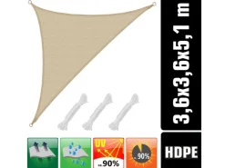 HDPE Sonnensegel - 3,6 x 3,6 x 5,1m Rechtwinklig*AMANKA Outlet