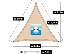 AMANKA Sonnensegel|HDPE Sonnensegel - 6 x 6 x 6m Dreieck
