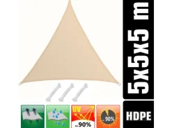 HDPE Sonnensegel - 5 x 5 x 5m Dreieck*AMANKA Best