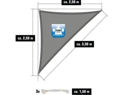 AMANKA Sonnensegel|HDPE Sonnensegel - 2,5 x 2,5 x 3,5 m Rechtwinklig Grau