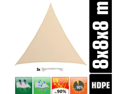 HDPE Sonnensegel Wasserdurchlässig - 8 x 8 x 8 m Dreieckig*AMANKA Clearance