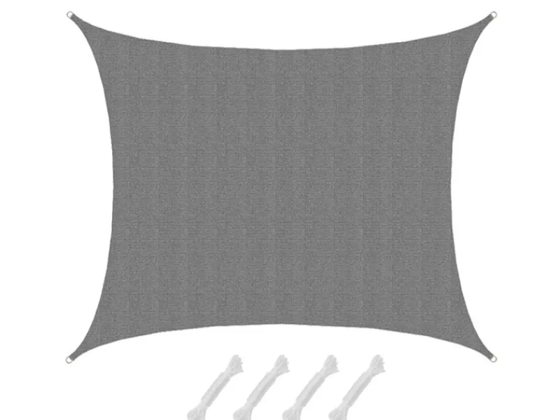 HDPE Sonnensegel Wasserdurchlässig - 6 x 5 m Rechteckig Grau*AMANKA Outlet
