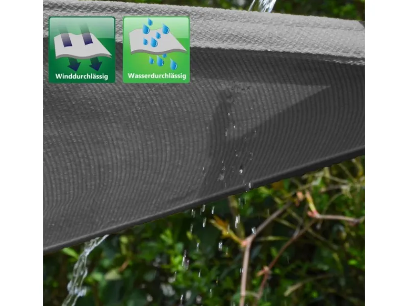 HDPE Sonnensegel Wasserdurchlässig - 6 x 5 m Rechteckig Grau*AMANKA Outlet