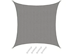 HDPE Sonnensegel Wasserdurchlässig - 4 x 4 m Quadratisch Grau*AMANKA Discount