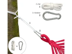 AMANKA Sonnenschirme|Hängematten Befestigung mit Karabiner und Seilen bis 160 kg