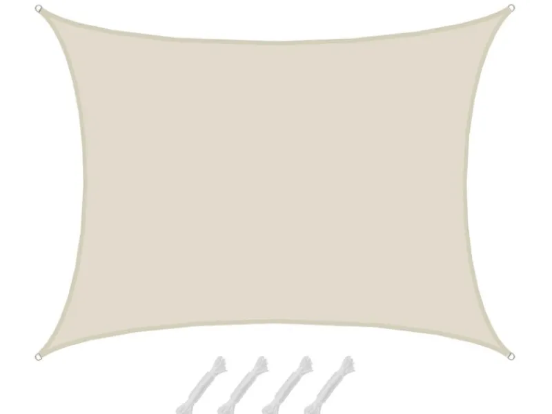 AMANKA Sonnensegel|Polyester Sonnensegel Wasserdicht - 6 x 5 m Rechteckig Beige
