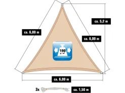 Polyester Sonnensegel Wasserdicht - 6x6x6m Dreieck*AMANKA Clearance