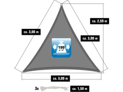 Polyester Sonnensegel Wasserabweisend - 3 x 3 x 3 m Dreieck Grau*AMANKA Discount